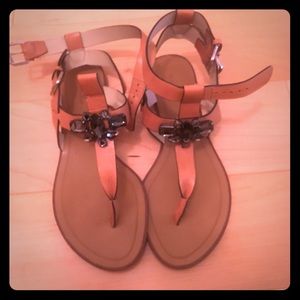 Flat T strap sandals